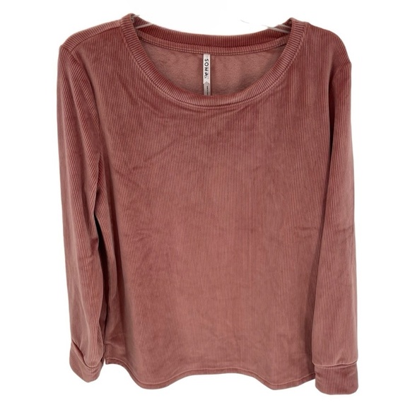 SOMA Women's NWT Rib Micro Plush Long Sleeve Top Clay Rose Loungewear Size large - Picture 1 of 10